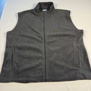 Columbia Men's Fleece Vest‎ Dark Gray Zip Front Pockets Size XL